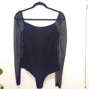 Black lace sleeved bodysuit